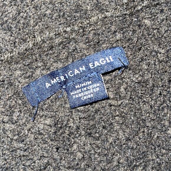 American Eagle Gray Open Front Chunky Knit Cardigan Pockets Size Medium - Picture 3 of 4